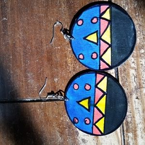 Handpainted wood earrings